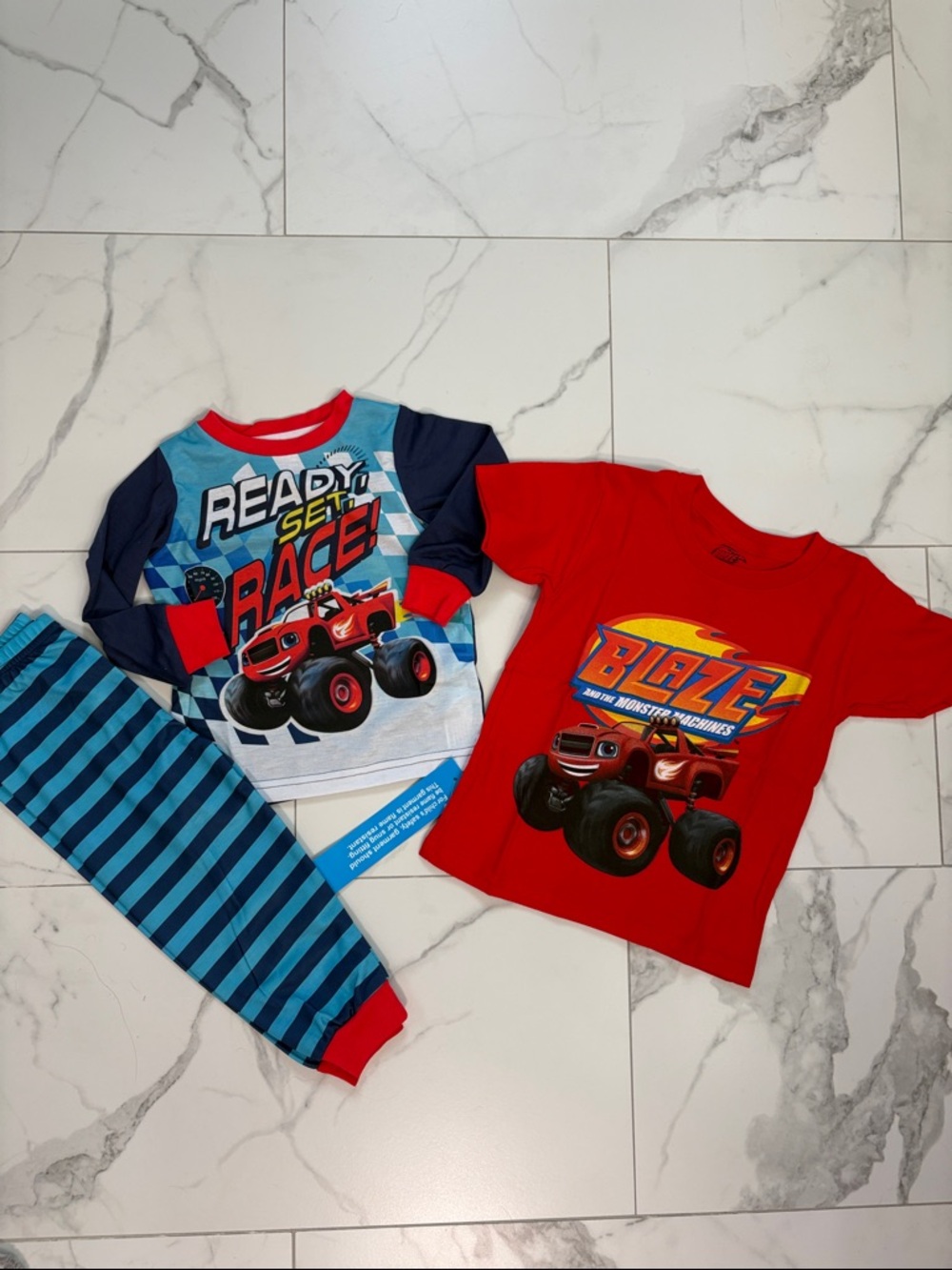 Blaze Monster Machines Red Tee & Racing Pajama Set